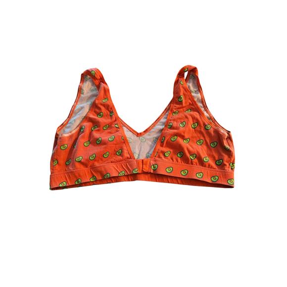 MeUndies Womens Sz XL Classic Brakette Bra Orange w/ Avocado Print - Picture 3 of 4
